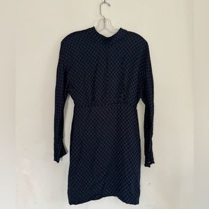 Zara Womens Blue Black Polka Dot Dress, Keyhole Back, Size Small